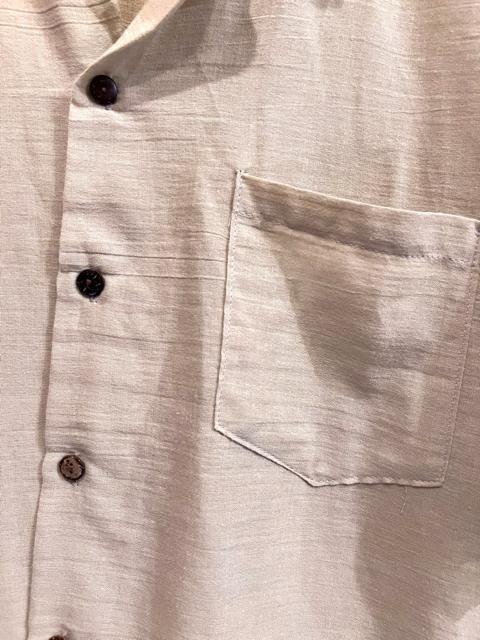 ココナッツボタン付き半袖シャツ サンドベージュ エスニック アジアン ヒッピー < 男性ファッション ココナッツボタン付き半袖シャツ サンドベージュ エスニック アジアン ヒッピー < 男性ファッションの