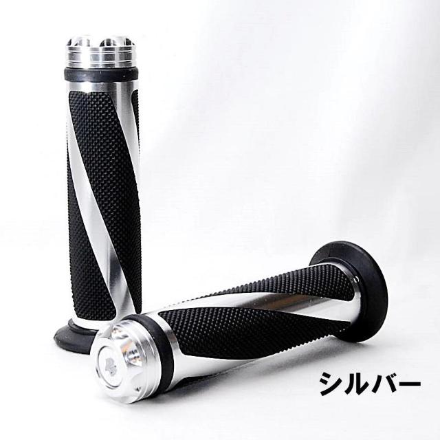 バイク カスタム トルネード ハンドルグリップ シルバー アルミ 左右セット 原付 オートバイ ビッグスクーター 汎用 グリップ < 自動車/バイク バイク カスタム トルネード ハンドルグリップ シルバー アルミ 左右セット 原付 オートバイ ビッグスクーター 汎用 グリップ < 自動車/バイク