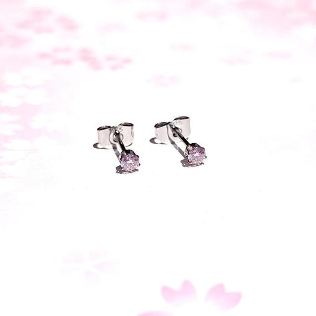 送料無料 最安値:美麗 対アレルギー サージカルステンレス 桜色 モアサナイト ピアス(3mm < 女性アクセサリー/時計  送料無料 最安値:美麗 対アレルギー サージカルステンレス 桜色 モアサナイト ピアス(3mm < 女性アクセサリー/時計の