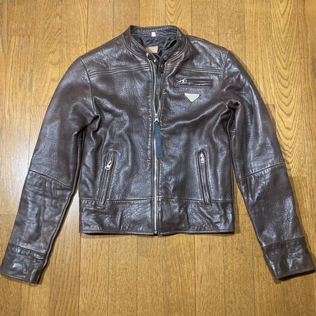レア 正規品 ヴィンテージ プラダ レザーライダースジャケット ブラウン 34 良品 < ブランド レア 正規品 ヴィンテージ プラダ レザーライダースジャケット ブラウン 34 良品 < ブランドの