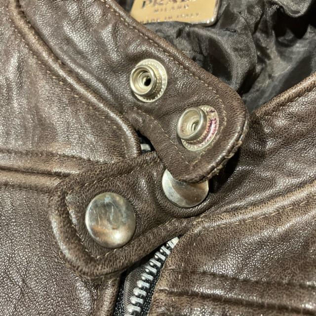 レア 正規品 ヴィンテージ プラダ レザーライダースジャケット ブラウン 34 良品 < ブランド レア 正規品 ヴィンテージ プラダ レザーライダースジャケット ブラウン 34 良品 < ブランドの