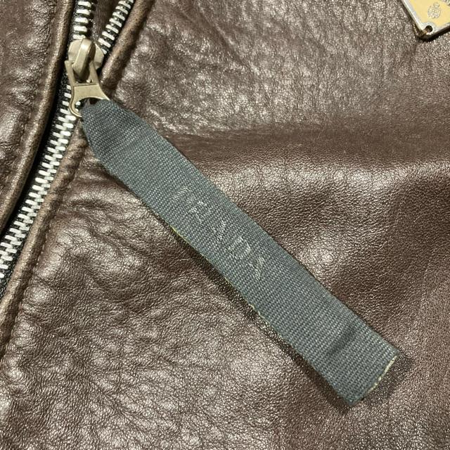 レア 正規品 ヴィンテージ プラダ レザーライダースジャケット ブラウン 34 良品 < ブランド レア 正規品 ヴィンテージ プラダ レザーライダースジャケット ブラウン 34 良品 < ブランドの