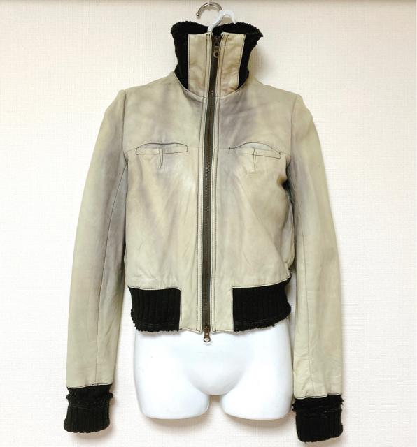 グレーレザーライダースジャケットコートアウター灰黒リブニット < 女性ファッション グレーレザーライダースジャケットコートアウター灰黒リブニット < 女性ファッションの