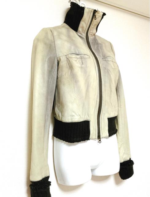 グレーレザーライダースジャケットコートアウター灰黒リブニット < 女性ファッション グレーレザーライダースジャケットコートアウター灰黒リブニット < 女性ファッションの