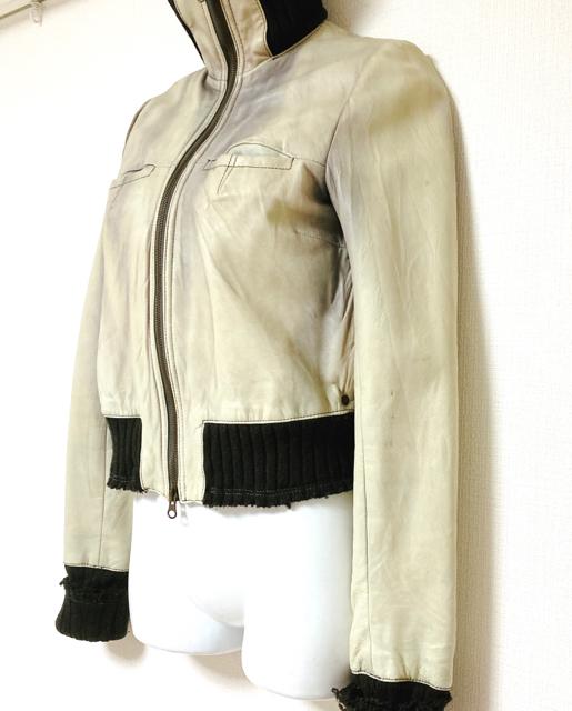 グレーレザーライダースジャケットコートアウター灰黒リブニット < 女性ファッション グレーレザーライダースジャケットコートアウター灰黒リブニット < 女性ファッションの