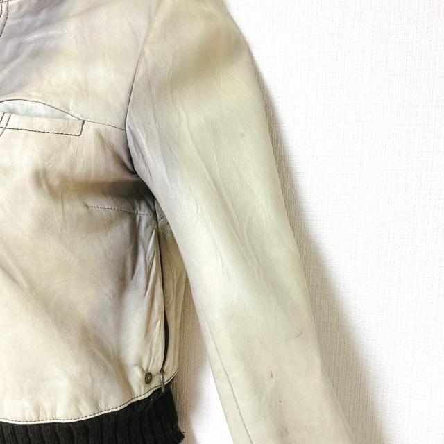 グレーレザーライダースジャケットコートアウター灰黒リブニット < 女性ファッション グレーレザーライダースジャケットコートアウター灰黒リブニット < 女性ファッションの