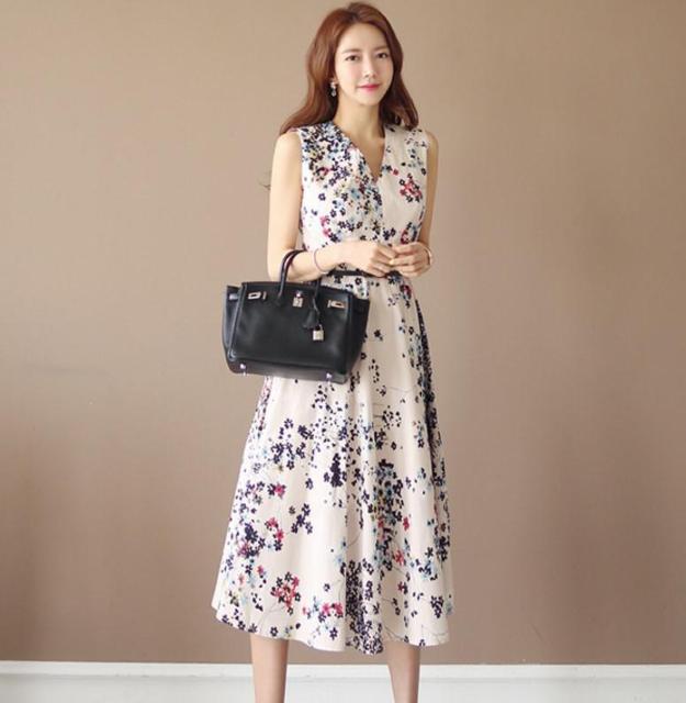 花柄ワンピース ノースリーブ レトロワンピース 上品 Aライン フレア  韓国ファッション ロングワンピース Sサイズ Lサイズ < 女性ファッション  花柄ワンピース ノースリーブ レトロワンピース 上品 Aライン フレア  韓国ファッション ロングワンピース Sサイズ Lサイズ  < 女性ファッションの
