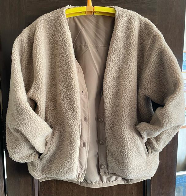 リバーシブルブルゾン ボアコート オーバーシルエット レディース ナチュラル/グレージュ Lサイズ 身長154〜162cm 防寒 < 女性ファッション  リバーシブルブルゾン ボアコート オーバーシルエット レディース ナチュラル/グレージュ Lサイズ 身長154〜162cm 防寒 < 女性ファッションの