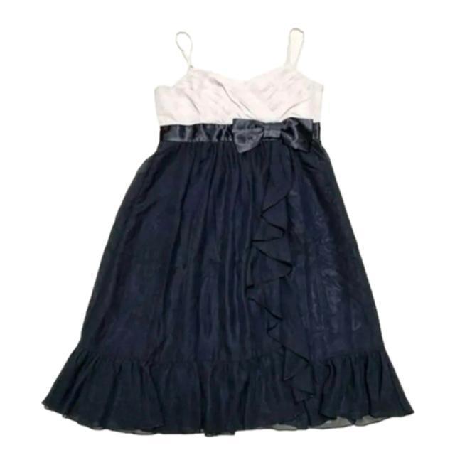 【着用1回】胸元切替ティアード ワンピース/ARROW/黒×オフホワイト/サイズM < 女性ファッション 【着用1回】胸元切替ティアード ワンピース/ARROW/黒×オフホワイト/サイズM < 女性ファッションの