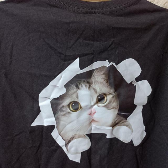 新品★背中からネコが覗くメンズ半袖Tシャツ/XL < 男性ファッション  新品★背中からネコが覗くメンズ半袖Tシャツ/XL < 男性ファッションの