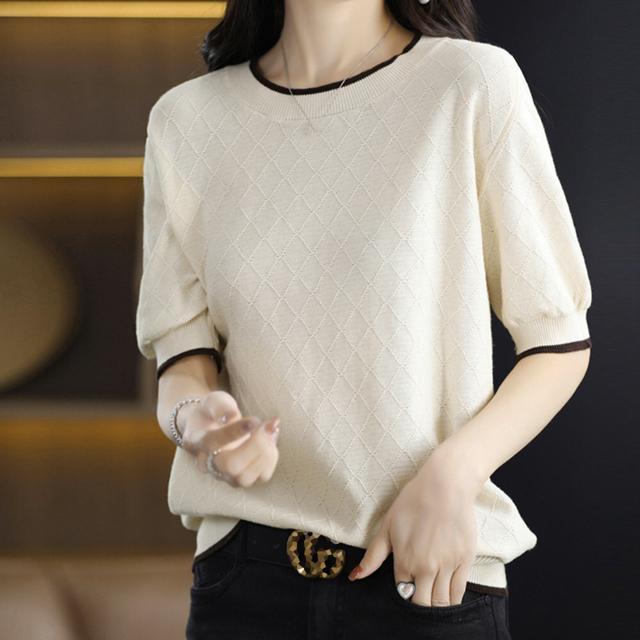 送料無料 新品 パイピング サマーニット レディース半袖 < 女性ファッション  送料無料 新品 パイピング サマーニット レディース半袖 < 女性ファッションの