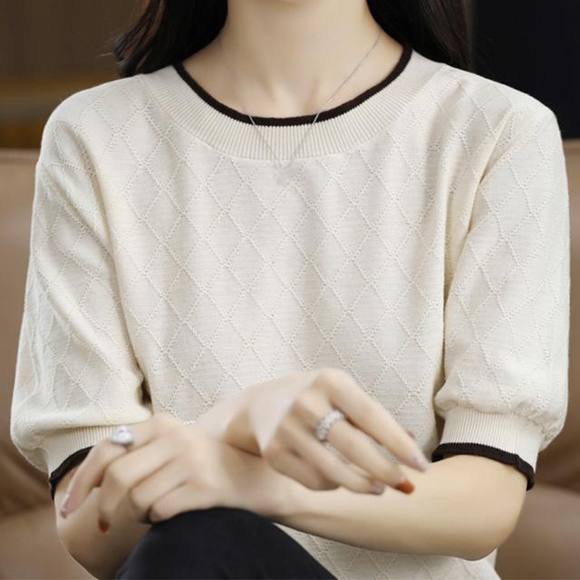 送料無料 新品 パイピング サマーニット レディース半袖 < 女性ファッション  送料無料 新品 パイピング サマーニット レディース半袖 < 女性ファッションの