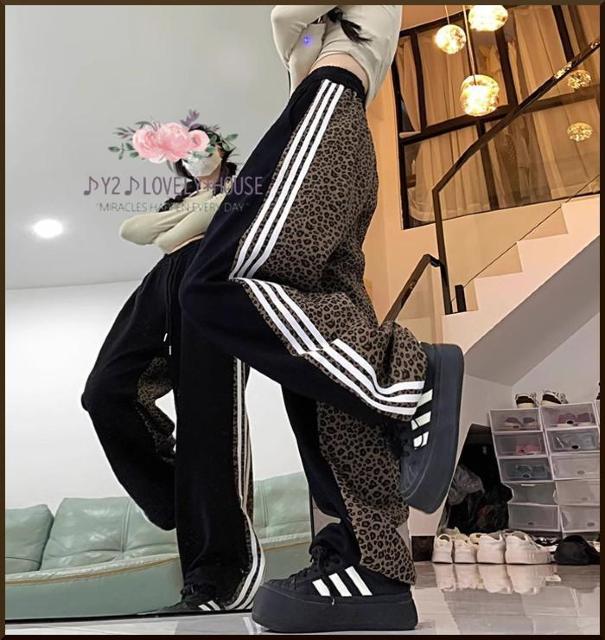 〜3L4L*BACKレオパード切替3本線裏起毛スウェットパンツ* < 女性ファッション 〜3L4L*BACKレオパード切替3本線裏起毛スウェットパンツ* < 女性ファッションの