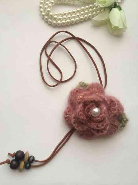 ハンドメイド ネックレス 薔薇 モヘア ピンク axes好き ガーリー < 女性ファッション  ハンドメイド ネックレス 薔薇 モヘア ピンク axes好き ガーリー  < 女性ファッションの
