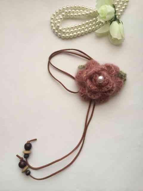 ハンドメイド ネックレス 薔薇 モヘア ピンク axes好き ガーリー < 女性ファッション  ハンドメイド ネックレス 薔薇 モヘア ピンク axes好き ガーリー < 女性ファッションの