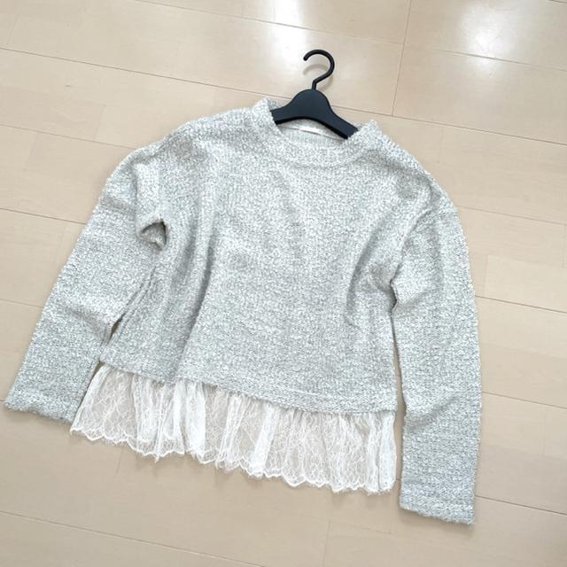 裾レース ニットソー プルオーバー トップス < 女性ファッション  裾レース ニットソー プルオーバー トップス  < 女性ファッションの