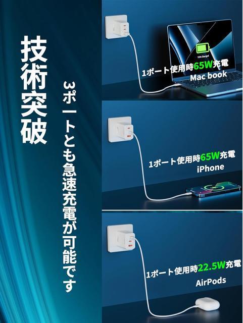 PD USB充電器 65W Type C 急速充電器 高速充電器 PD対応 GaN 折りたたみ式プラグUSB-C/A機器対応 < 家電/AV PD USB充電器 65W Type C 急速充電器 高速充電器 PD対応 GaN 折りたたみ式プラグUSB-C/A機器対応 < 家電/AVの