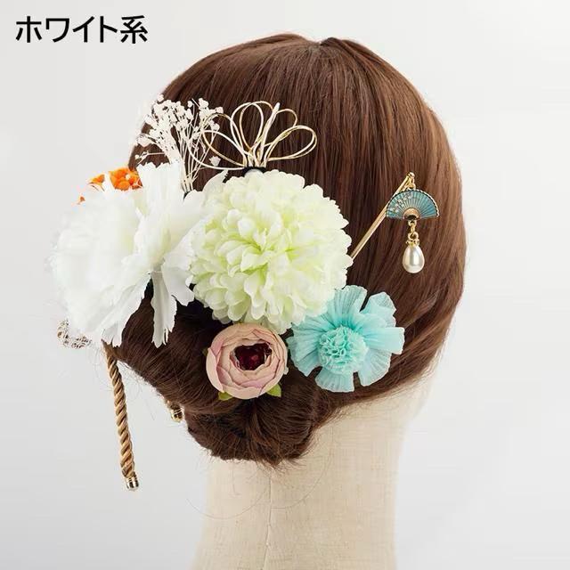 定価5,890円●9点セット【箱入り】大振りフラワー ヘアアクセサリーセット●選べるカラー●かんざし 水引き 花 パール < 女性アクセサリー/時計  定価5,890円●9点セット【箱入り】大振りフラワー ヘアアクセサリーセット●選べるカラー●かんざし 水引き 花 パール < 女性アクセサリー/時計の