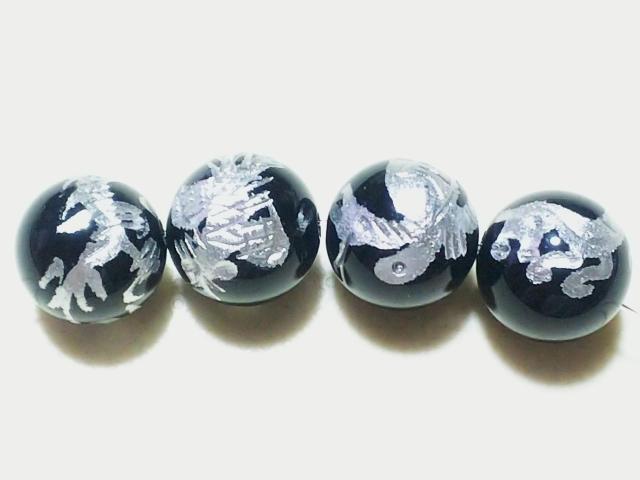 天然石★オニキス 四神(銀彫り)12mm < 女性アクセサリー/時計  天然石★オニキス 四神(銀彫り)12mm < 女性アクセサリー/時計の