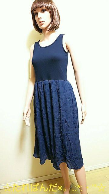 美品☆Mouth vally☆ふんわり系×異素材のドッキングワンピW81☆3点で即落 < 女性ファッション  美品☆Mouth vally☆ふんわり系×異素材のドッキングワンピW81☆3点で即落  < 女性ファッションの