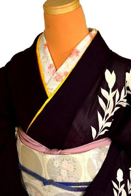 【夏物】【最高級】新品同様 絽葡萄色 銀彩 桔梗文 1つ紋 クリーニング済 付下げ 身丈166.5cm 裄丈64cm T3582 < 女性ファッション  【夏物】【最高級】新品同様 絽葡萄色 銀彩 桔梗文 1つ紋 クリーニング済 付下げ 身丈166.5cm 裄丈64cm T3582 < 女性ファッションの