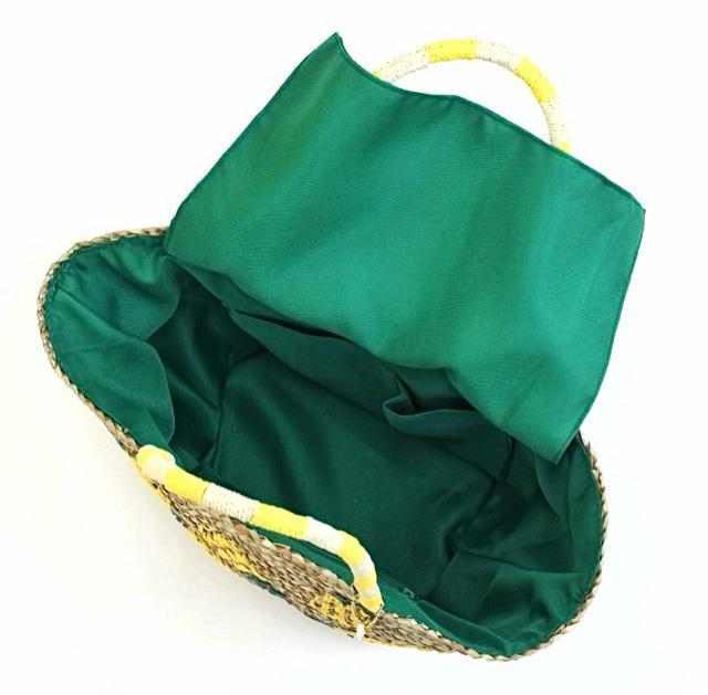 MIAN(ミアン) パイナップル柄 大判 手提げ 籠バッグ < 女性ファッション MIAN(ミアン) パイナップル柄 大判 手提げ 籠バッグ < 女性ファッションの