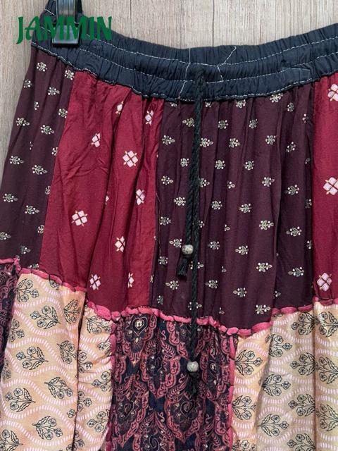 パッチワークロングスカート エスニック アジアン ロングスカート ヒッピー < 女性ファッション  パッチワークロングスカート エスニック アジアン ロングスカート ヒッピー < 女性ファッションの