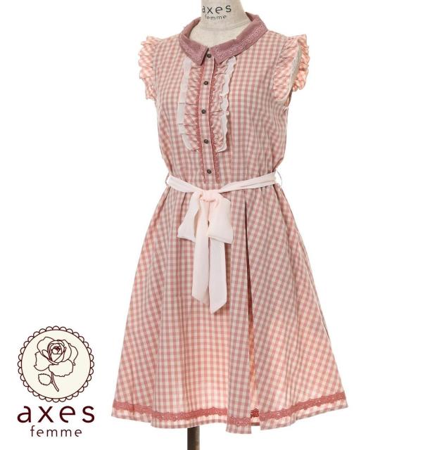新品 axes femアクシーズファム チェック 刺繍 フリル ワンピース 膝丈 < ブランド 新品 axes femアクシーズファム チェック 刺繍 フリル ワンピース 膝丈 < ブランドの