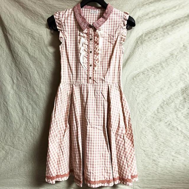 新品 axes femアクシーズファム チェック 刺繍 フリル ワンピース 膝丈 < ブランド 新品 axes femアクシーズファム チェック 刺繍 フリル ワンピース 膝丈 < ブランドの