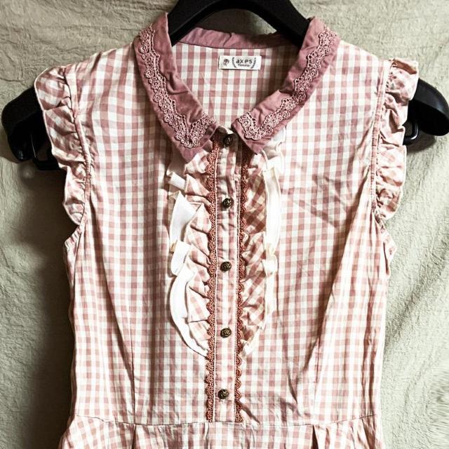 新品 axes femアクシーズファム チェック 刺繍 フリル ワンピース 膝丈 < ブランド 新品 axes femアクシーズファム チェック 刺繍 フリル ワンピース 膝丈 < ブランドの