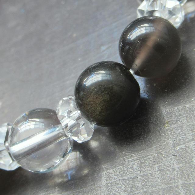 アイスオブシディアンxゴールデンオブシディアンx水晶ブレスレット 天然石 パワーストーン < 男性アクセサリー/時計 アイスオブシディアンxゴールデンオブシディアンx水晶ブレスレット 天然石 パワーストーン < 男性アクセサリー/時計の