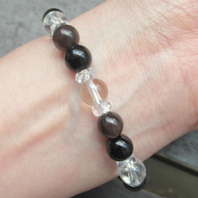 アイスオブシディアンxゴールデンオブシディアンx水晶ブレスレット 天然石 パワーストーン < 男性アクセサリー/時計 アイスオブシディアンxゴールデンオブシディアンx水晶ブレスレット 天然石 パワーストーン < 男性アクセサリー/時計の