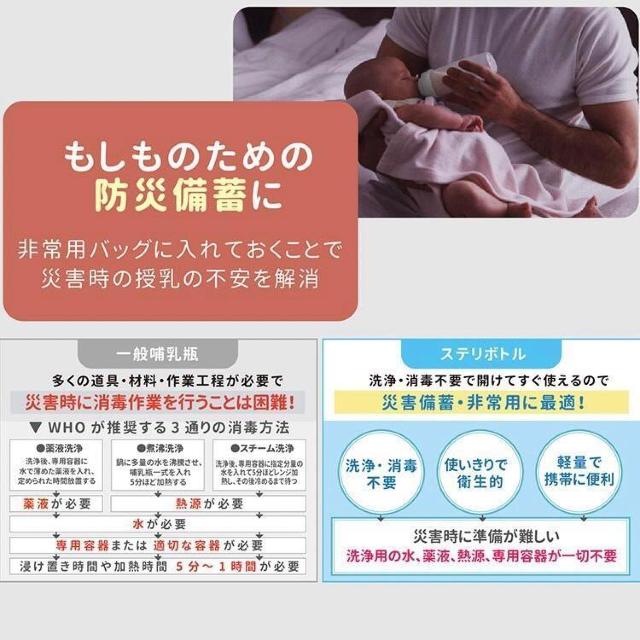 ◆新品!!使い捨て哺乳瓶 STERIBOTTLE/ステリボトル5個入り◆災害緊急用の備蓄品♪ < キッズ/ベビー  ◆新品!!使い捨て哺乳瓶 STERIBOTTLE/ステリボトル5個入り◆災害緊急用の備蓄品♪ < キッズ/ベビーの