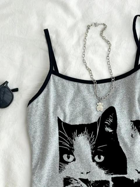 超お買い得790円★猫プリントがかわいいレディース用ブラックストラップレスタンクトップ USAサイズS(日本サイズL相当) < 女性ファッション  超お買い得790円★猫プリントがかわいいレディース用ブラックストラップレスタンクトップ USAサイズS(日本サイズL相当) < 女性ファッションの