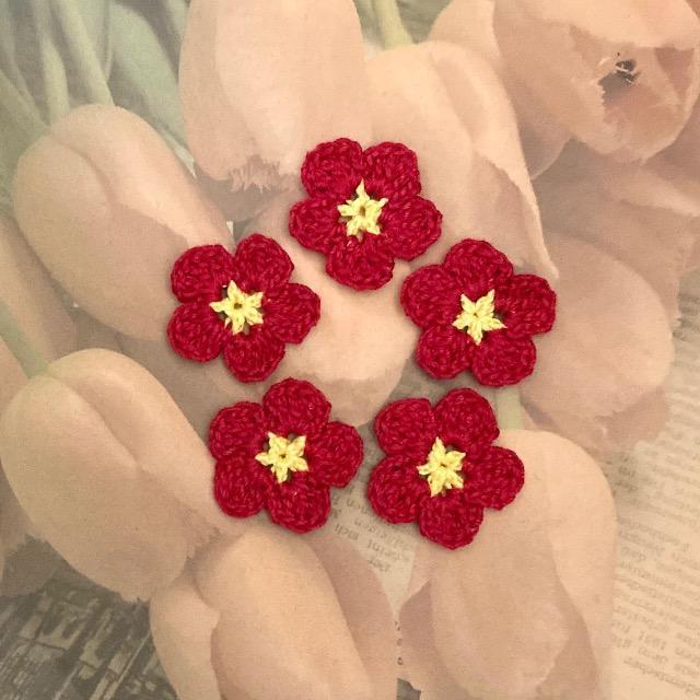 ハンドメイド レース編み かぎ針編み お花モチーフ5個セット < 女性ファッション  ハンドメイド レース編み かぎ針編み お花モチーフ5個セット  < 女性ファッションの