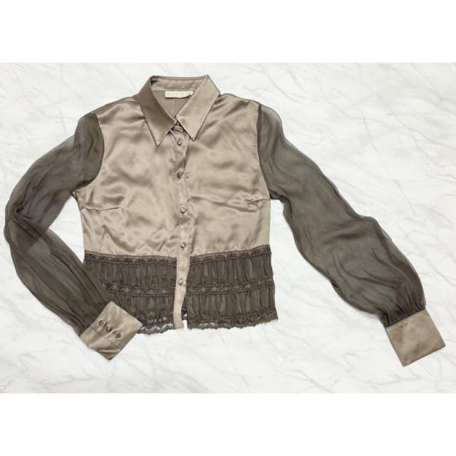 マレッラMARELLAシルクサテンブラウス茶#40 < 女性ファッション  マレッラMARELLAシルクサテンブラウス茶#40  < 女性ファッションの