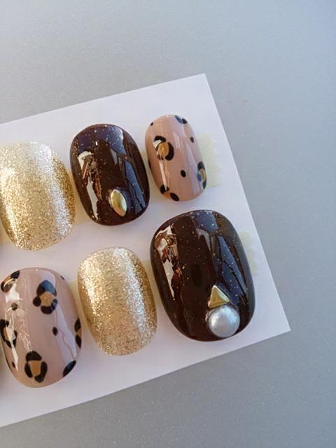 売り切り値下げ ジェルネイル ブラウン&ヒョウ柄 レオパード ショート < 香水/コスメ/ネイル 売り切り値下げ ジェルネイル ブラウン&ヒョウ柄 レオパード ショート < 香水/コスメ/ネイルの