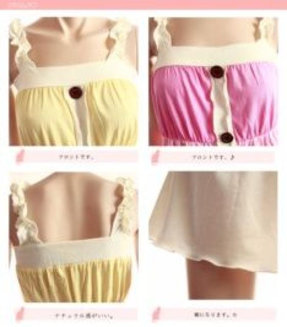 フリーサイズ!ボタン飾りハート刺繍入り!ミニワンピ型ネグリジェ部屋着! < 女性ファッション  フリーサイズ!ボタン飾りハート刺繍入り!ミニワンピ型ネグリジェ部屋着! < 女性ファッションの