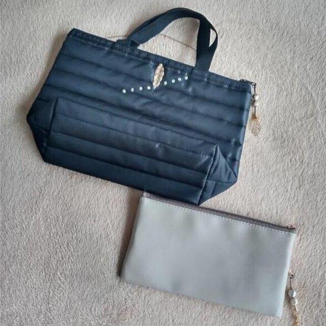 ハンドメイド◆お揃いスタイル☆トートバッグ マルチポーチ セット◆ブラック < 女性ファッション ハンドメイド◆お揃いスタイル☆トートバッグ マルチポーチ セット◆ブラック < 女性ファッションの