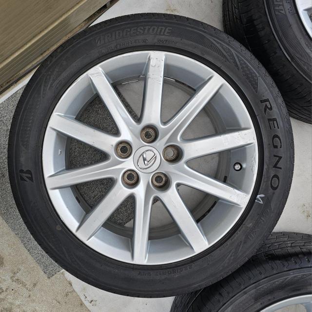 レクサス GS 純正アルミホイール17インチ7.5J +45 PCD114.3 5Hタイヤ付き4本セツトBRIDGESTONE R < 自動車/バイク レクサス GS 純正アルミホイール17インチ7.5J +45 PCD114.3 5Hタイヤ付き4本セツトBRIDGESTONE R < 自動車/バイク