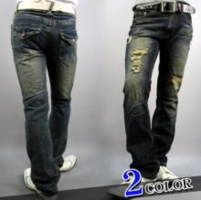 USED加工♪生折れ Backフラポケ ダメージデニム < 男性ファッション USED加工♪生折れ Backフラポケ ダメージデニム < 男性ファッションの