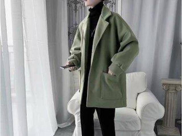 ビッグシルエット チェスターコート ロングコート グリーン Lサイズ < 男性ファッション ビッグシルエット チェスターコート ロングコート グリーン Lサイズ < 男性ファッションの