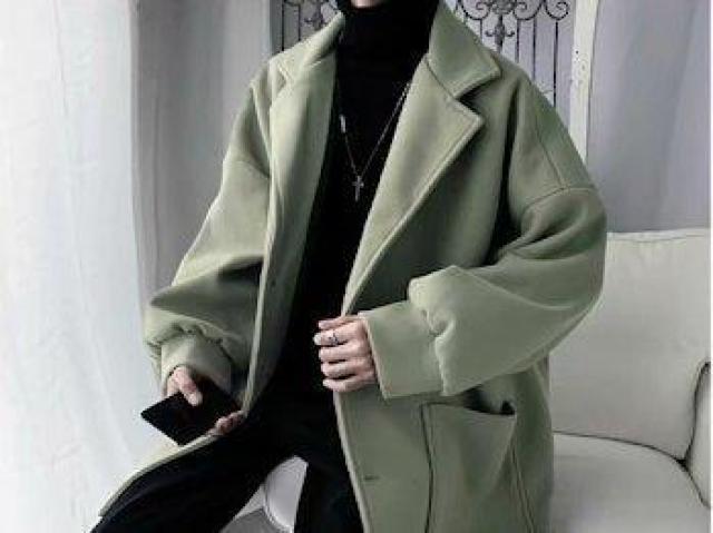 ビッグシルエット チェスターコート ロングコート グリーン Lサイズ < 男性ファッション ビッグシルエット チェスターコート ロングコート グリーン Lサイズ < 男性ファッションの