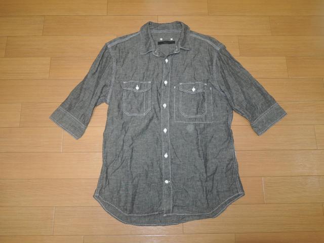 SOPHNET. ソフネット 5分丈 デニム シャツ L ブラック 赤耳 < ブランド  SOPHNET. ソフネット 5分丈 デニム シャツ L ブラック 赤耳  < ブランドの
