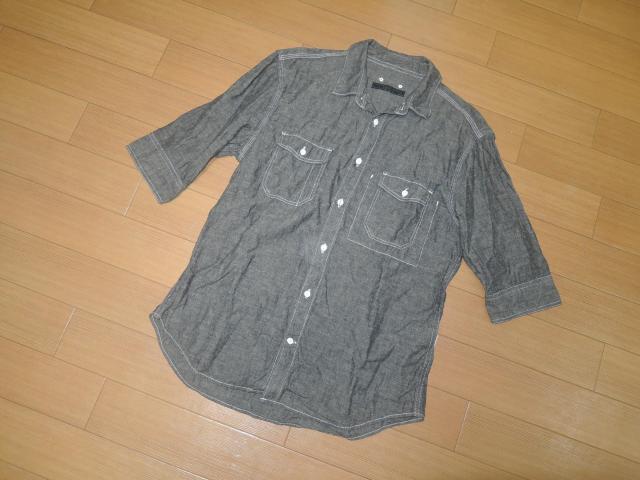 SOPHNET. ソフネット 5分丈 デニム シャツ L ブラック 赤耳 < ブランド  SOPHNET. ソフネット 5分丈 デニム シャツ L ブラック 赤耳 < ブランドの
