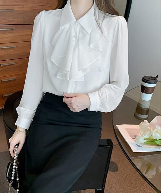 送料無料 フリルリボンブラウス韓国風シャツブラウス < 女性ファッション 送料無料 フリルリボンブラウス韓国風シャツブラウス < 女性ファッションの