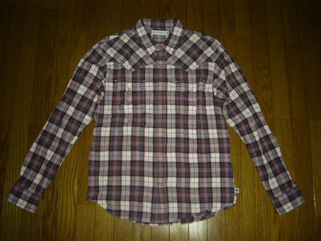 HEAD PORTER PLUS ヘッドポータープラス + ウエスタン チェックシャツ M 赤白系 長袖 薄手 < ブランド  HEAD PORTER PLUS ヘッドポータープラス + ウエスタン チェックシャツ M 赤白系 長袖 薄手  < ブランドの
