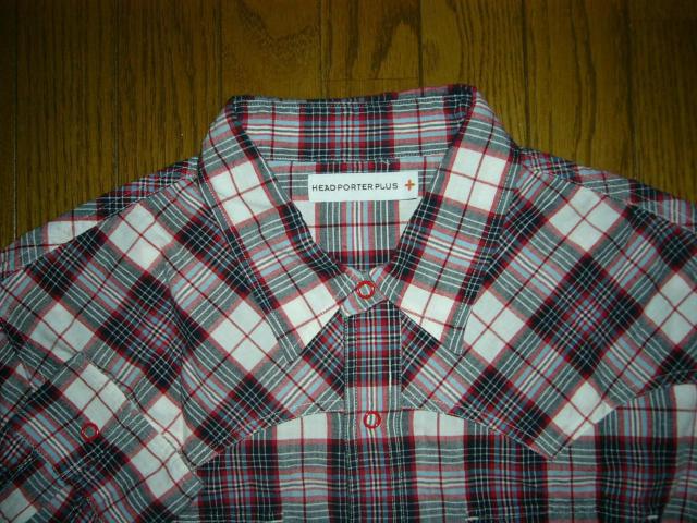 HEAD PORTER PLUS ヘッドポータープラス + ウエスタン チェックシャツ M 赤白系 長袖 薄手 < ブランド  HEAD PORTER PLUS ヘッドポータープラス + ウエスタン チェックシャツ M 赤白系 長袖 薄手 < ブランドの