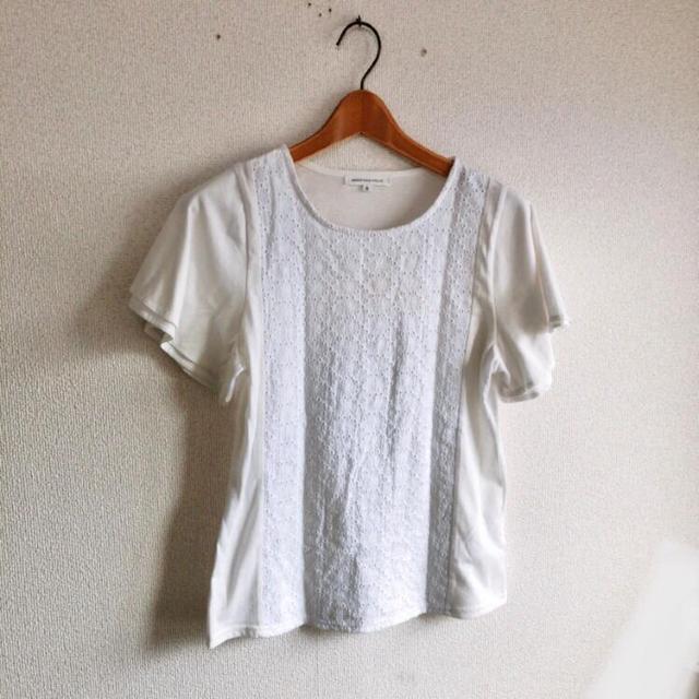 ◆AMERICAN HOLIC/アメリカンホリック◆袖ドレープレースT★ホワイトM*シンプルコーデ♪レース切替Tシャツ < 女性ファッション ◆AMERICAN HOLIC/アメリカンホリック◆袖ドレープレースT★ホワイトM*シンプルコーデ♪レース切替Tシャツ < 女性ファッションの