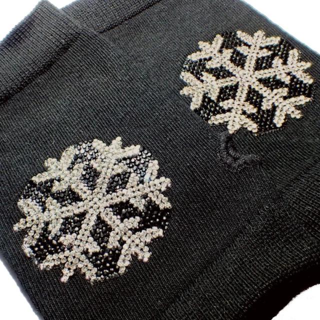 ラインストーン 雪 氷 結晶 ワッペン ハンドカバー グローブ 手袋 < 女性ファッション  ラインストーン 雪 氷 結晶 ワッペン ハンドカバー グローブ 手袋 < 女性ファッションの